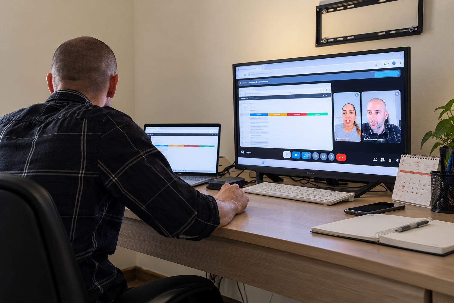 Sesión de coaching individual por videollamada desde un escritorio